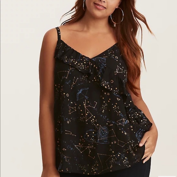 COSMO PRINT GEORGETTE ASYMMETRICAL SWING CAMI - Picture 2 of 7